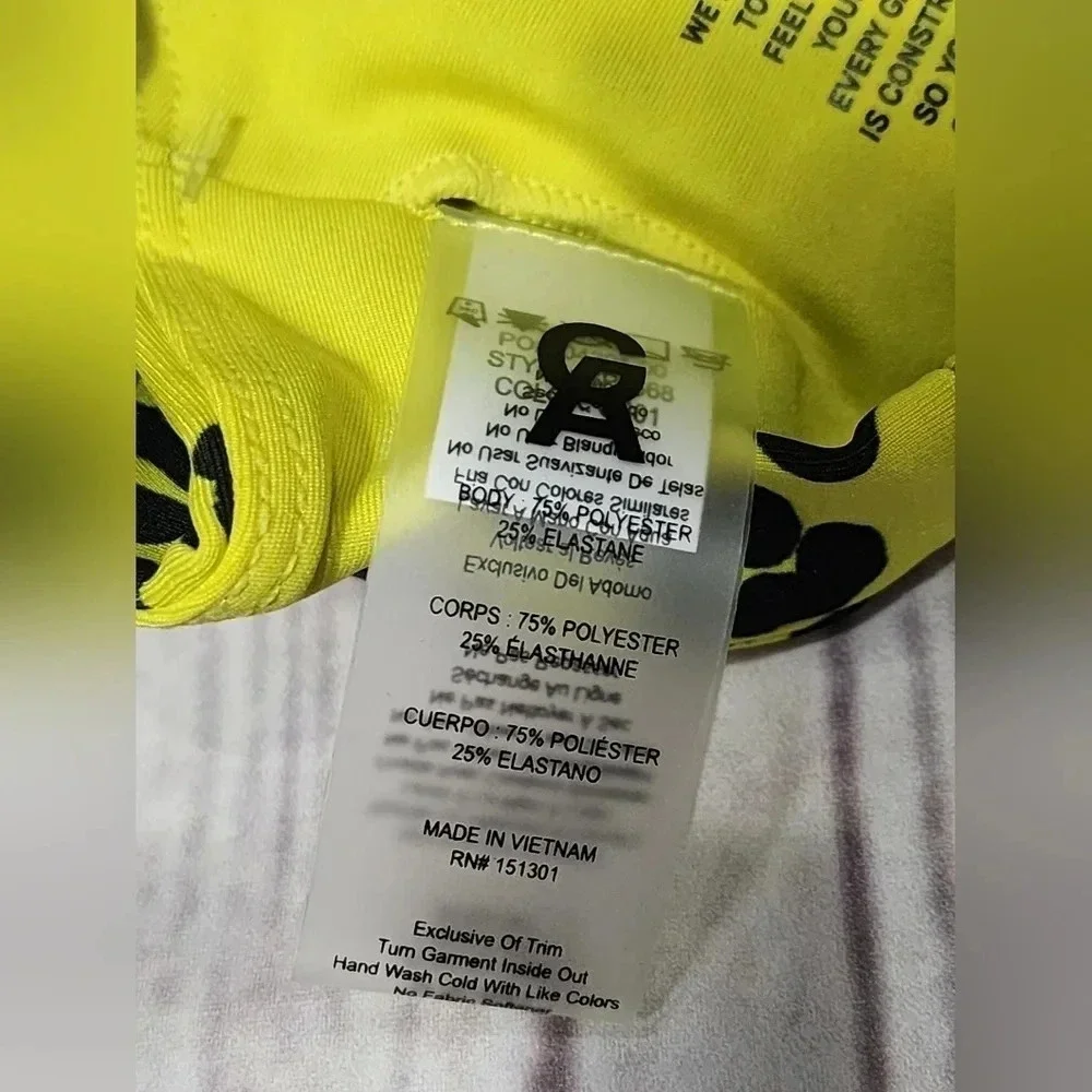 GOOD AMERICAN Yellow and Black Padded Cheetah Print Sports Bra - XS/0 - NWT